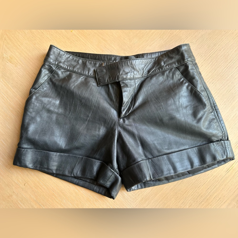 Sanctuary Black Leather Shorts